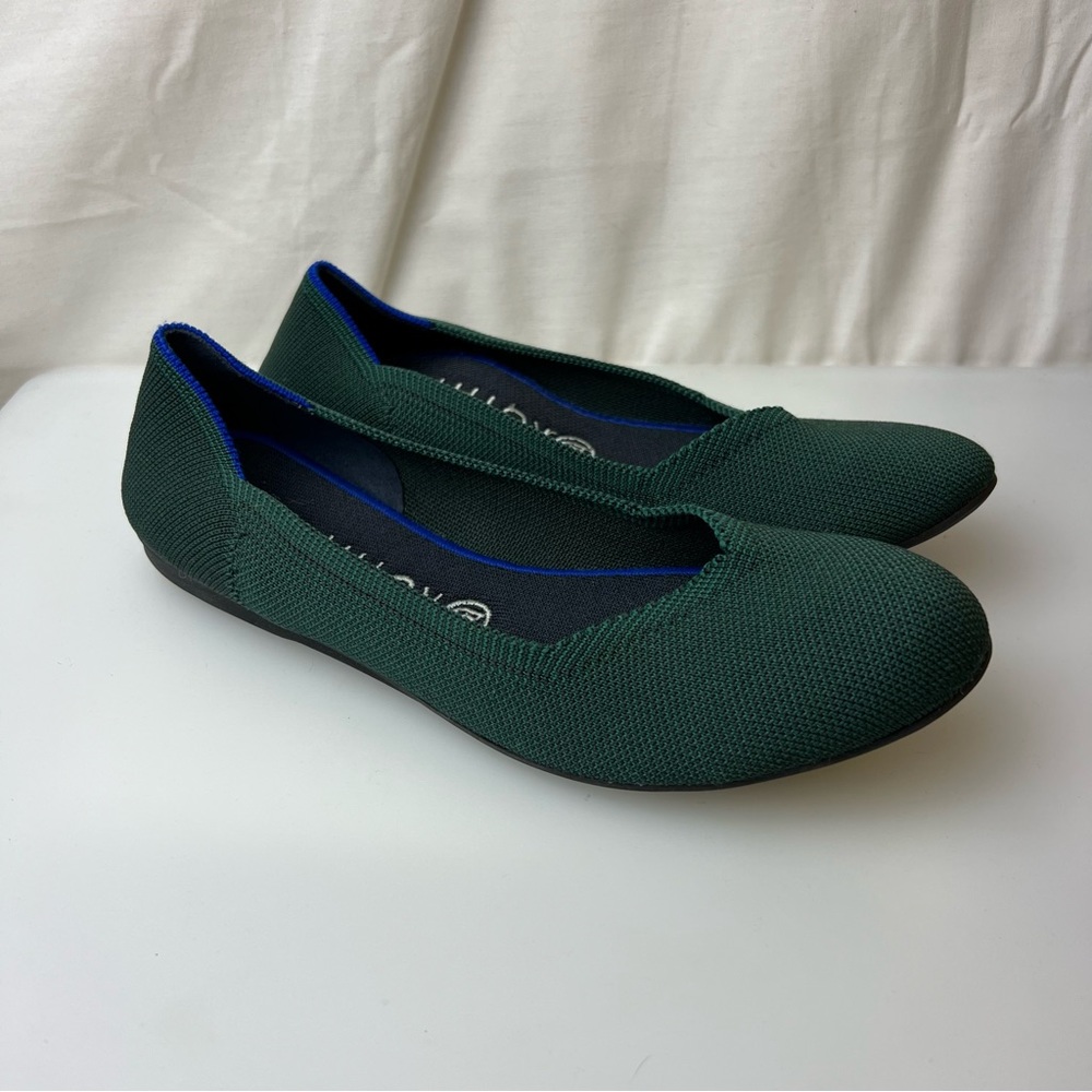 Rothy’s Retired Dark Green Round Toe Flats Size 10